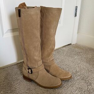 Tan under the knee boots